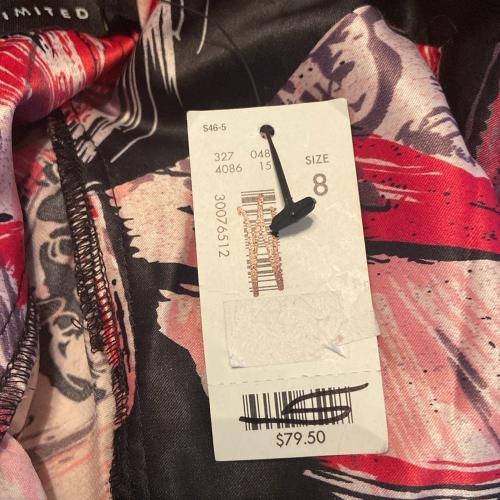NWT The Limited Halter Dress Geometric Print Black Pink 8 - Picture 9 of 9